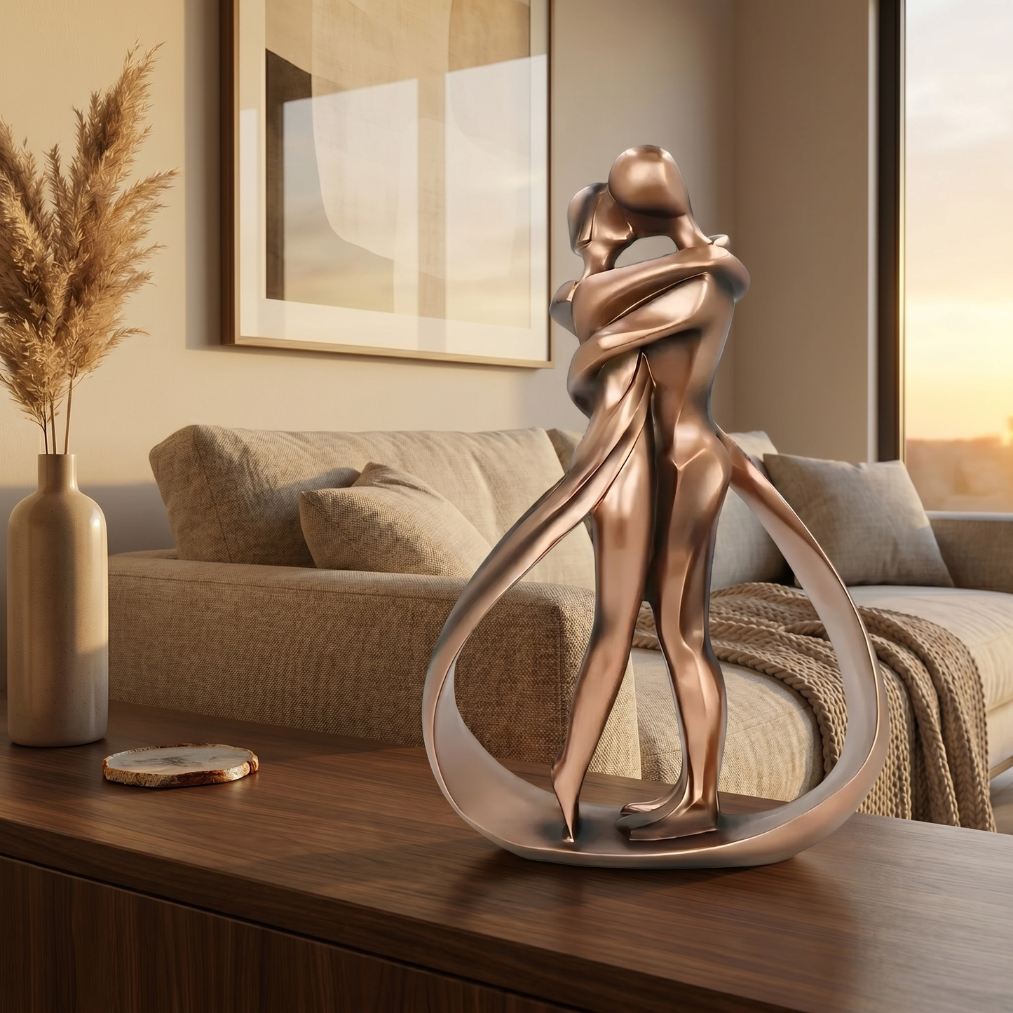 Statua Romantica di Coppia | Scultura da Casa in Resina | Effetto Bronzo