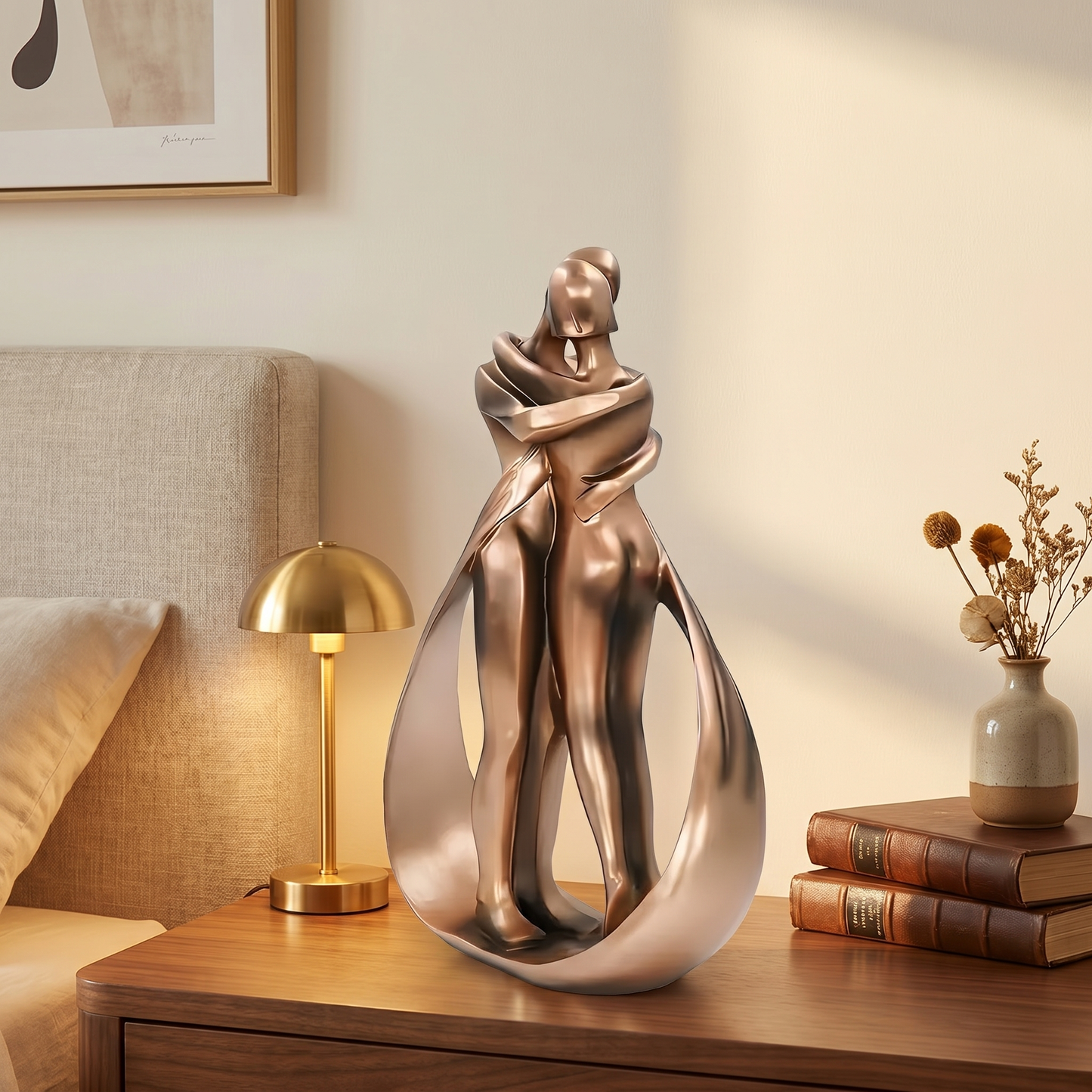 Statua Romantica di Coppia | Scultura da Casa in Resina | Effetto Bronzo