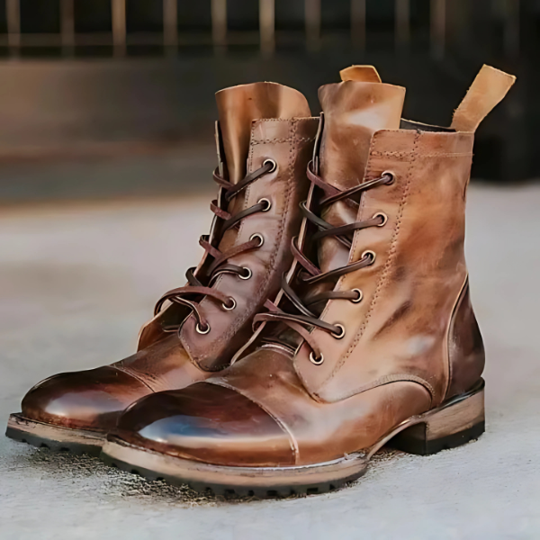 Stivaletti stringati da uomo in stile western vintage