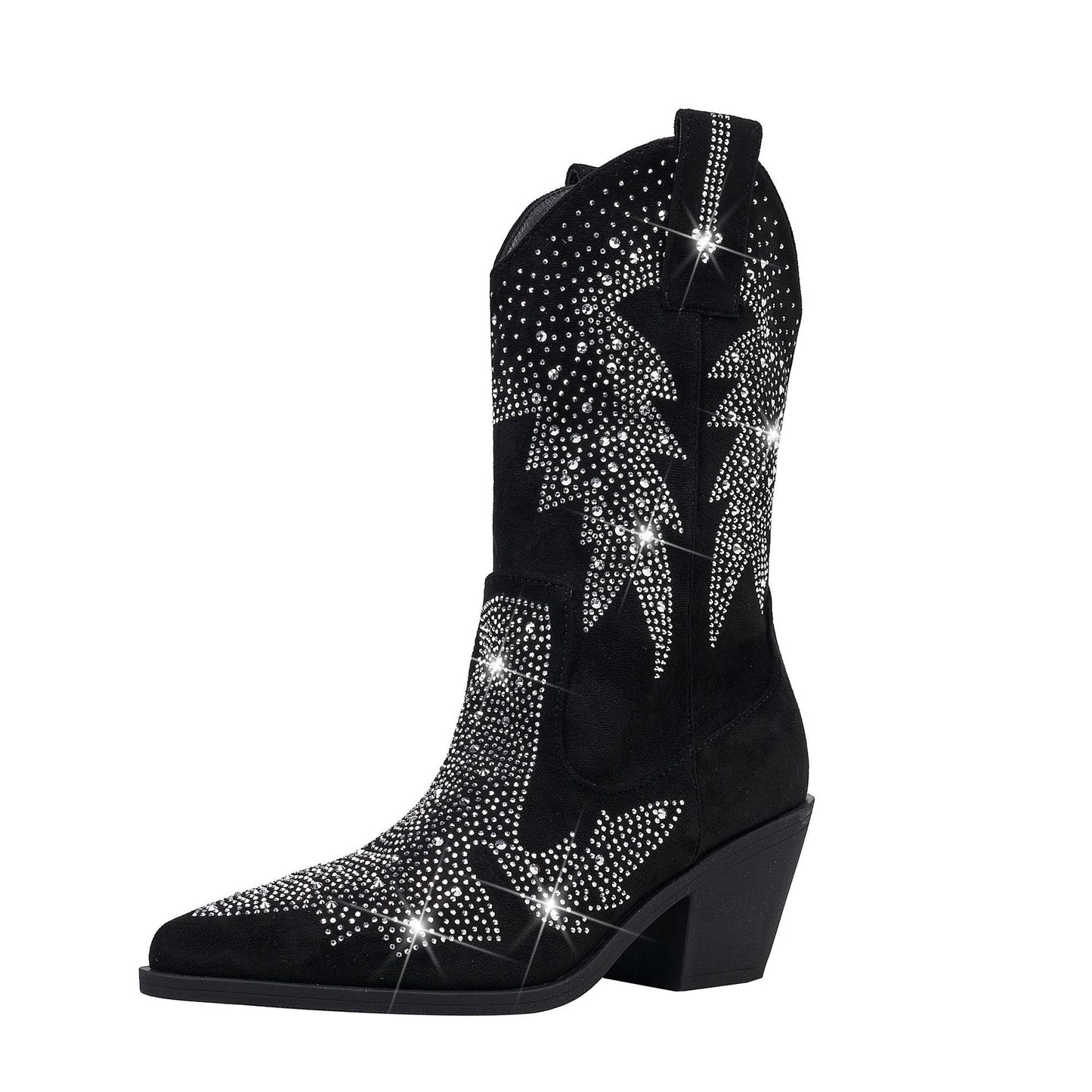 Stivali da Cowboy da Donna a Mezza Gamba con Strass