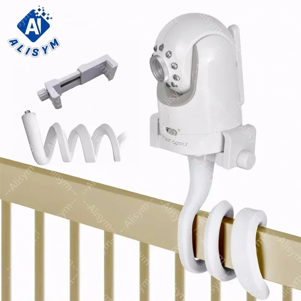 Supporto per Telecamera Baby Monitor | Supporto Flessibile Universale per Culla, Regolabile a 360°, Bianco