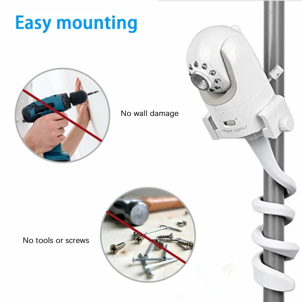 Supporto per Telecamera Baby Monitor | Supporto Flessibile Universale per Culla, Regolabile a 360°, Bianco
