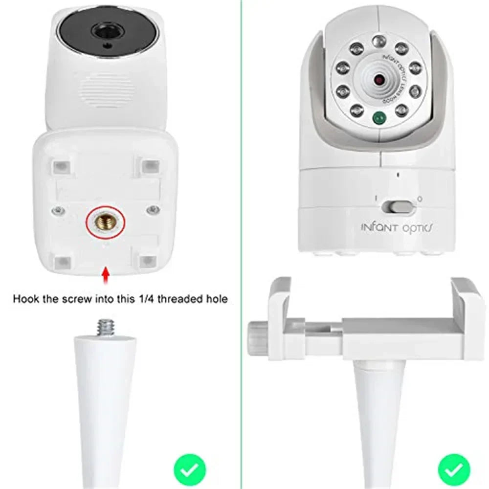 Supporto per Telecamera Baby Monitor | Supporto Flessibile Universale per Culla, Regolabile a 360°, Bianco