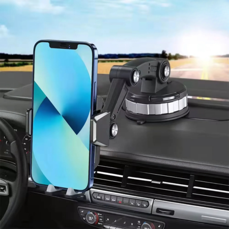 Supporto Smartphone per Auto con Forte Ventosa, Rotazione a 360° e Utilizzo con una Sola Mano – Supporto Universale per Telefono da Auto