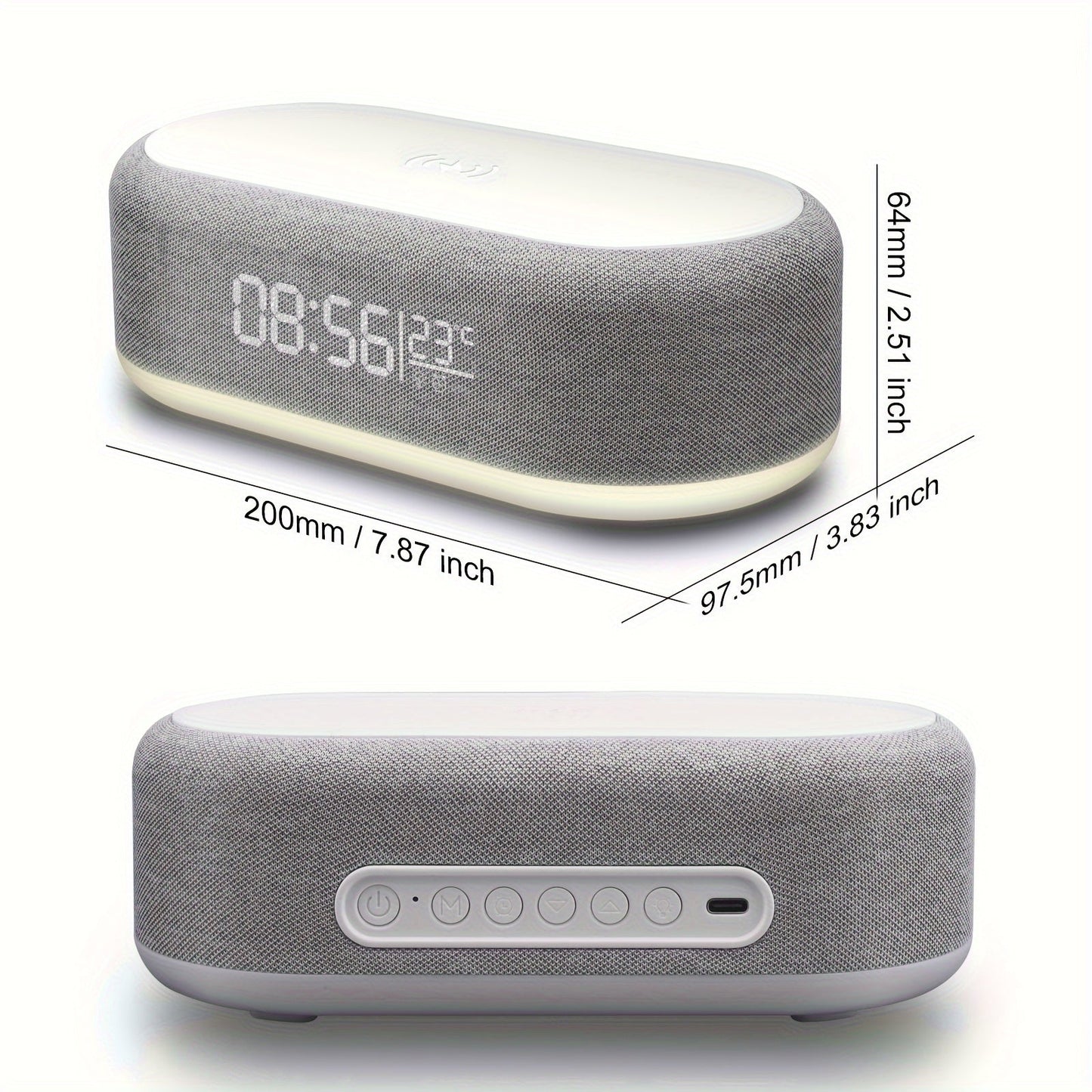 Sveglia con caricatore wireless e luce notturna