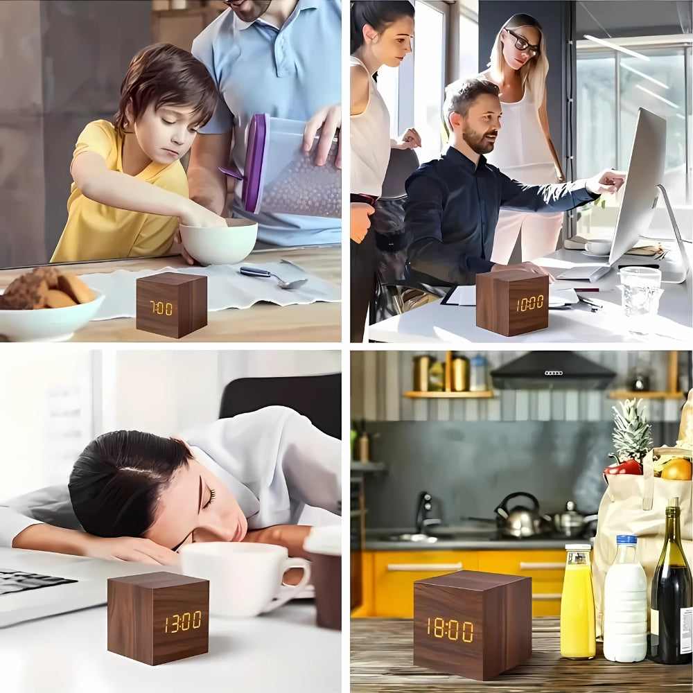 Sveglia digitale a LED a forma di cubo dal design moderno