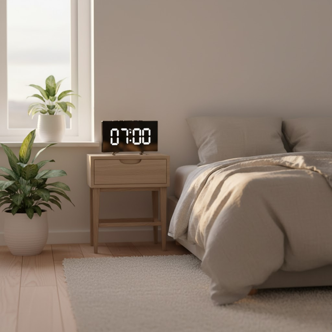 Sveglia digitale a LED con schermo curvo e illuminazione automatica