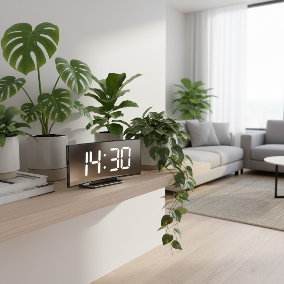 Sveglia digitale a LED con schermo curvo e illuminazione automatica