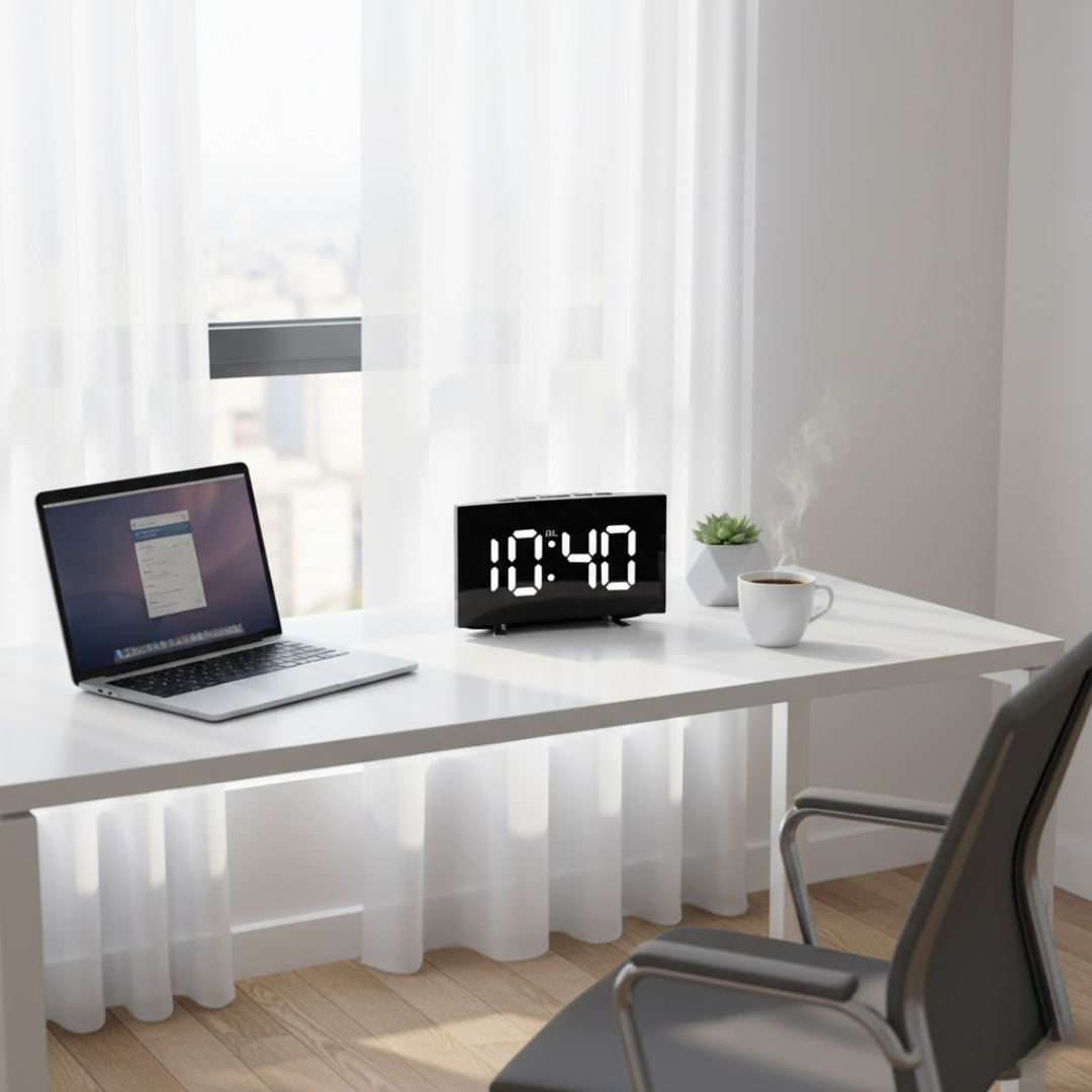 Sveglia digitale a LED con schermo curvo e illuminazione automatica