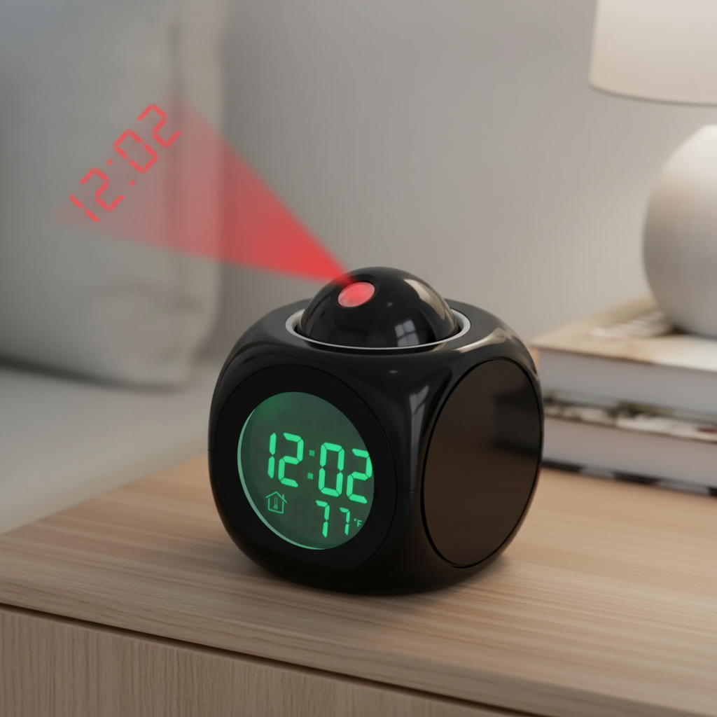 Sveglia digitale a proiezione a forma di cubo