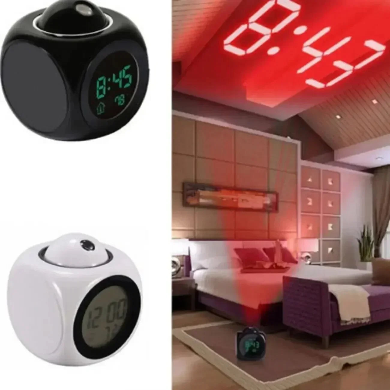 Sveglia digitale a proiezione a forma di cubo