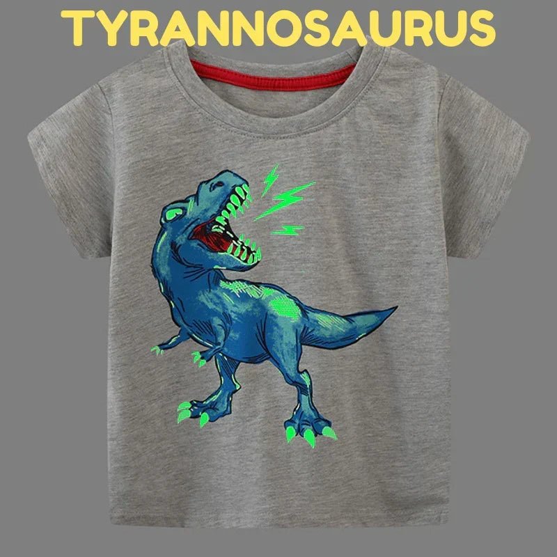 T-Shirt da Bambino Fluorescente al Buio a Tema Dinosauri