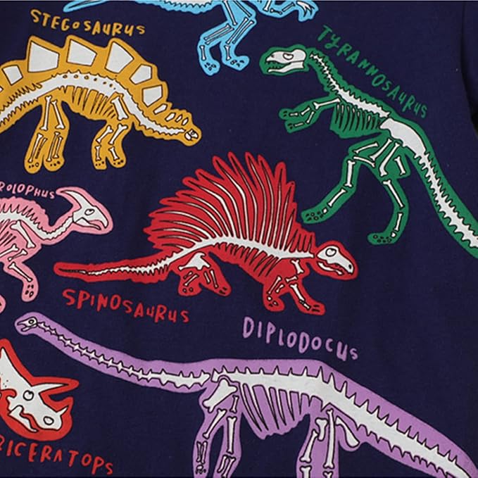 T-Shirt da Bambino Fluorescente al Buio a Tema Dinosauri