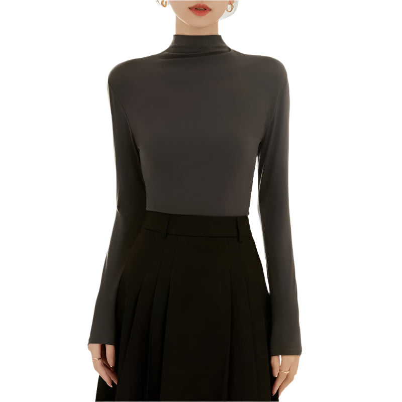 T-shirt da donna a maniche lunghe con collo alto