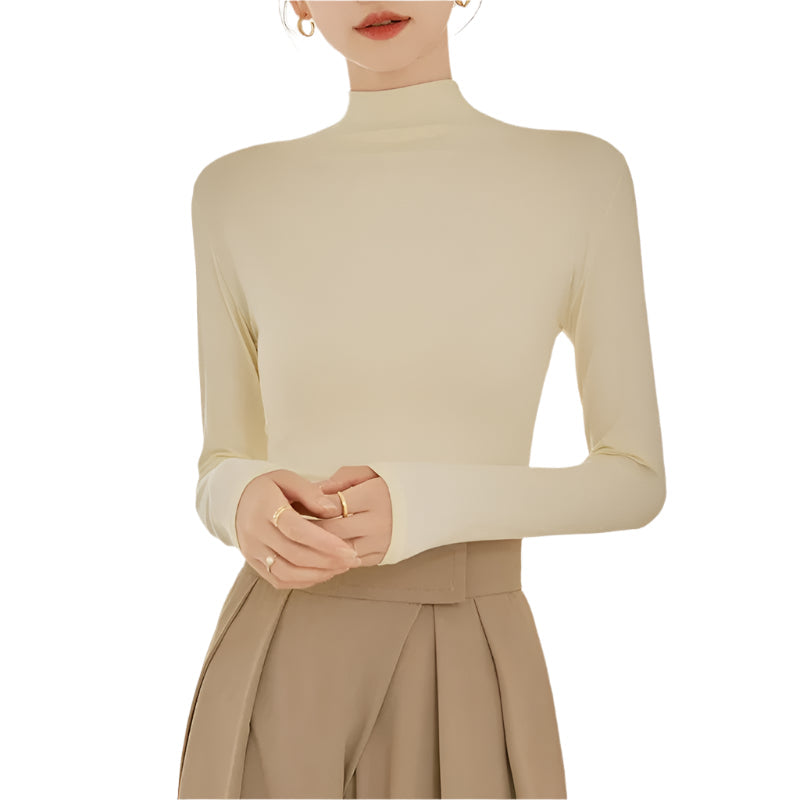 T-shirt da donna a maniche lunghe con collo alto