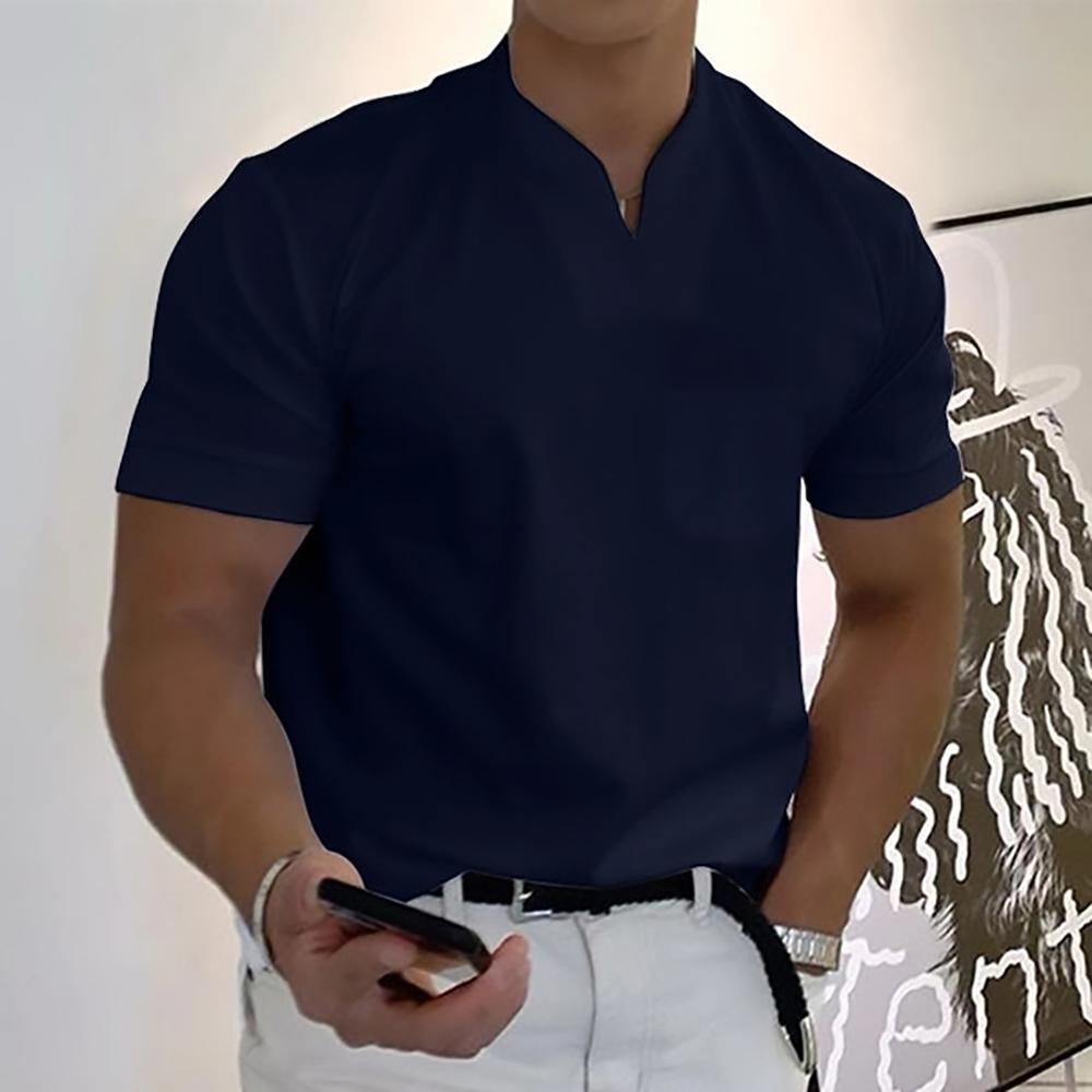 T-shirt da uomo con colletto alla coreana