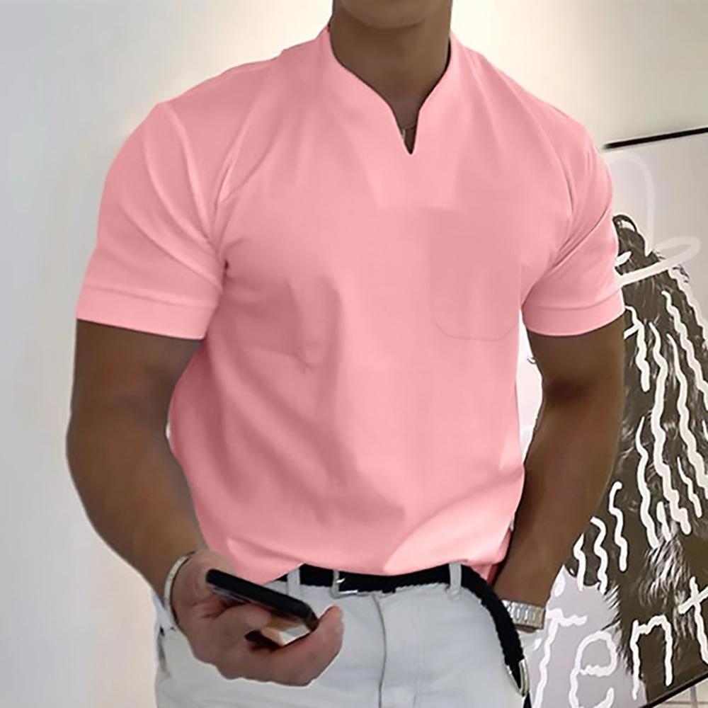 T-shirt da uomo con colletto alla coreana