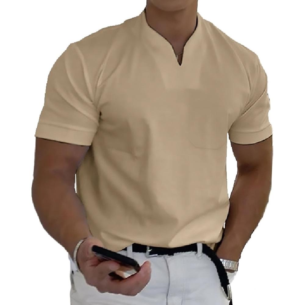 T-shirt da uomo con colletto alla coreana