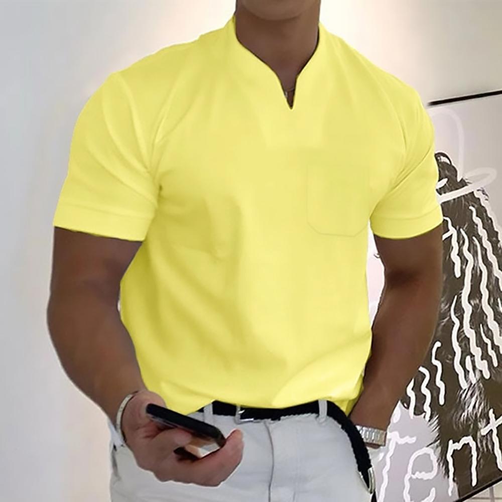 T-shirt da uomo con colletto alla coreana