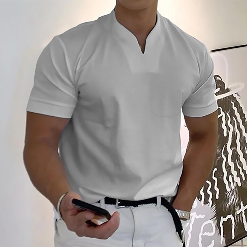 T-shirt da uomo con colletto alla coreana