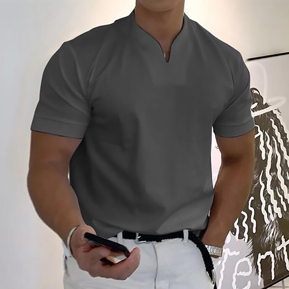 T-shirt da uomo con colletto alla coreana