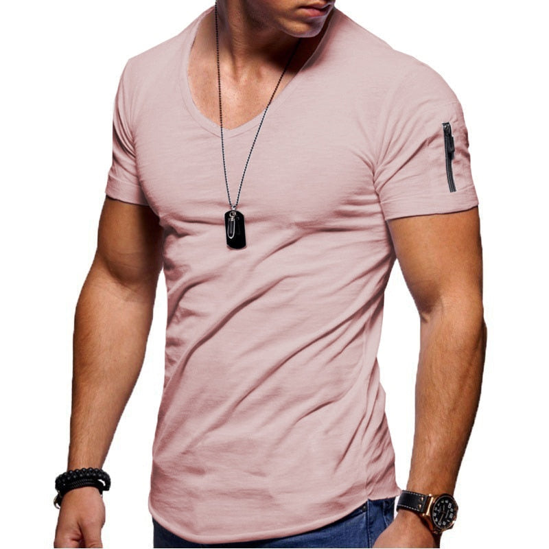 T-Shirt da Uomo con Scollo a V Vestibilità Sportiva