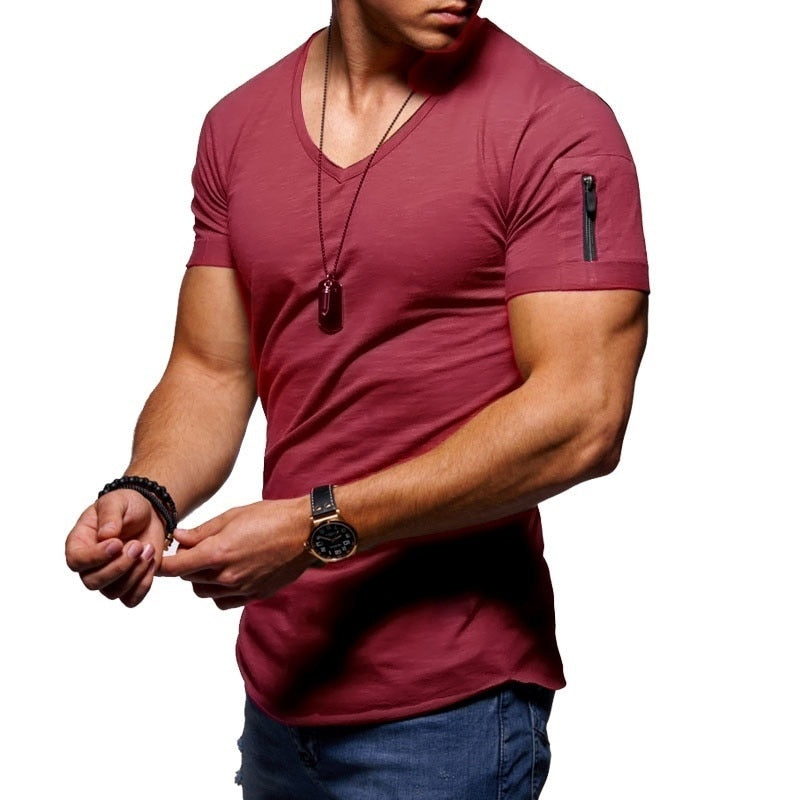 T-Shirt da Uomo con Scollo a V Vestibilità Sportiva