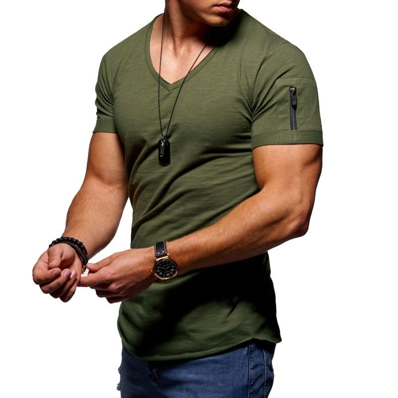 T-Shirt da Uomo con Scollo a V Vestibilità Sportiva