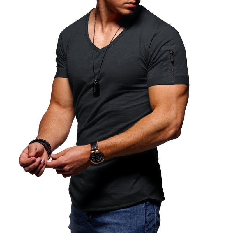 T-Shirt da Uomo con Scollo a V Vestibilità Sportiva