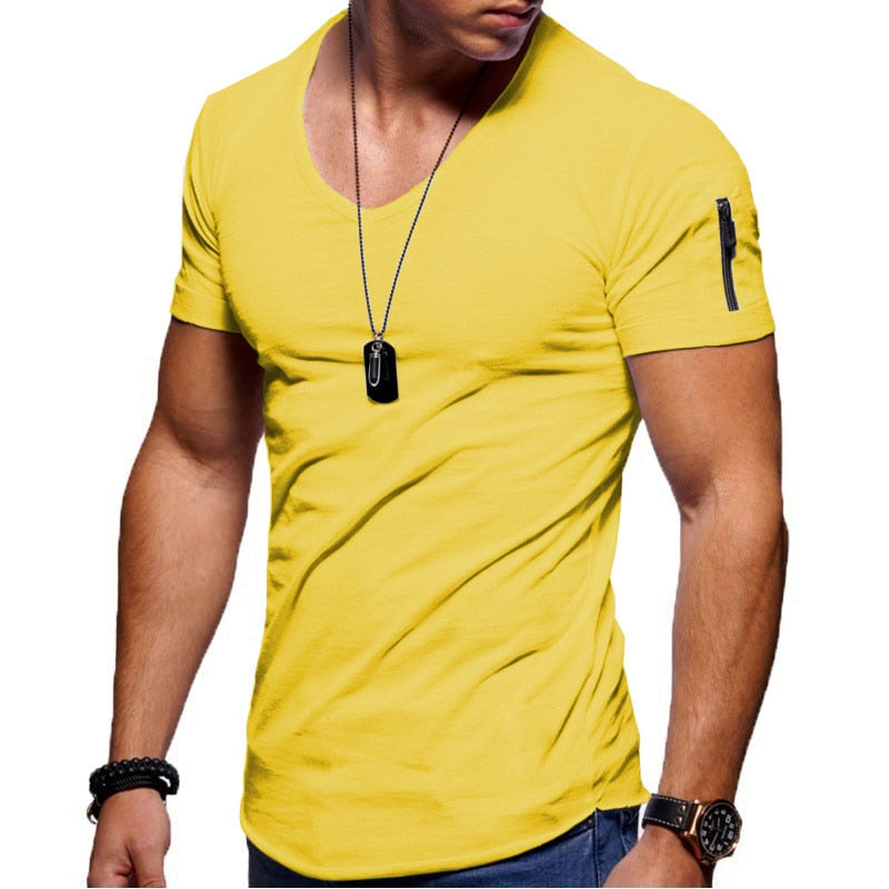 T-Shirt da Uomo con Scollo a V Vestibilità Sportiva