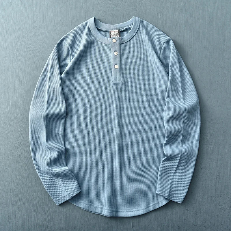 T-shirt henley da uomo a maniche lunghe