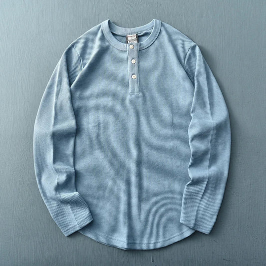 T-shirt henley da uomo a maniche lunghe