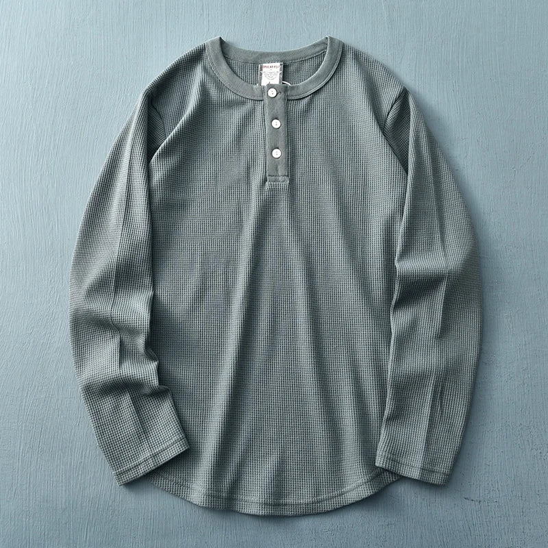 T-shirt henley da uomo a maniche lunghe