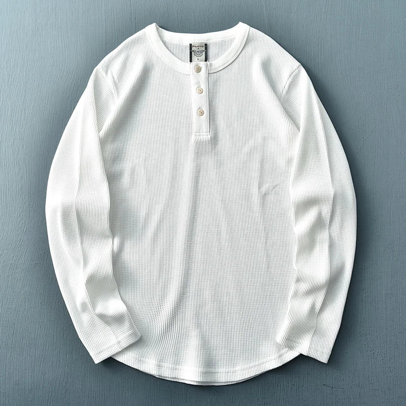 T-shirt henley da uomo a maniche lunghe