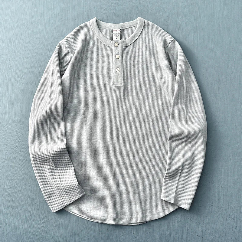 T-shirt henley da uomo a maniche lunghe