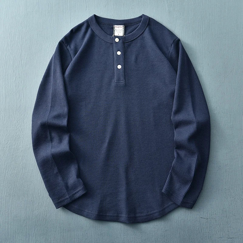 T-shirt henley da uomo a maniche lunghe
