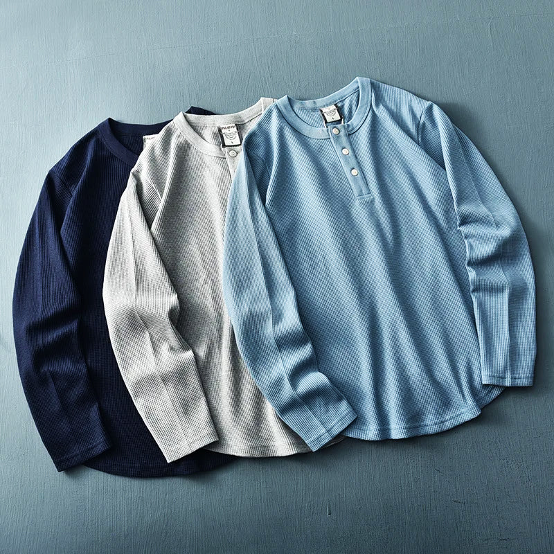 T-shirt henley da uomo a maniche lunghe