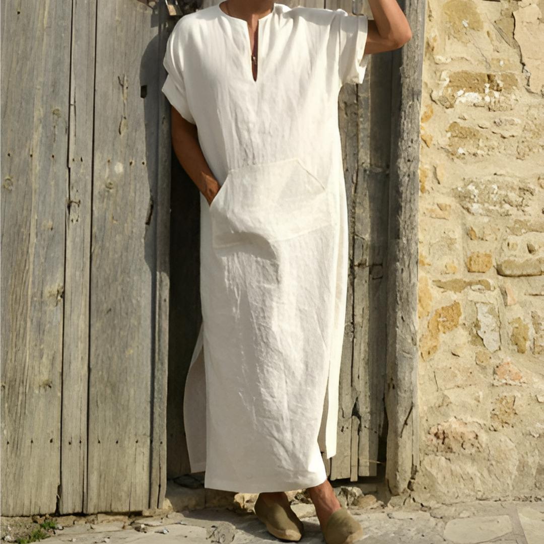 T-shirt lunga da uomo con scollo a V