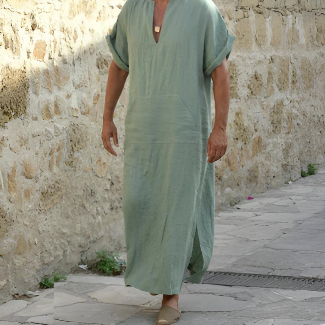T-shirt lunga da uomo con scollo a V