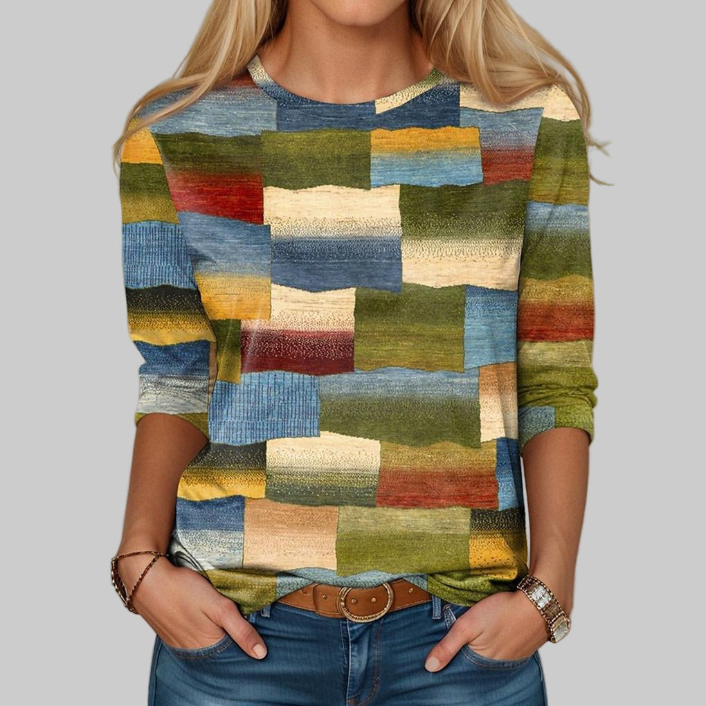 T-shirt multicolore con girocollo