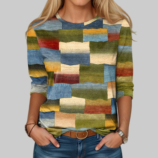 T-shirt multicolore con girocollo