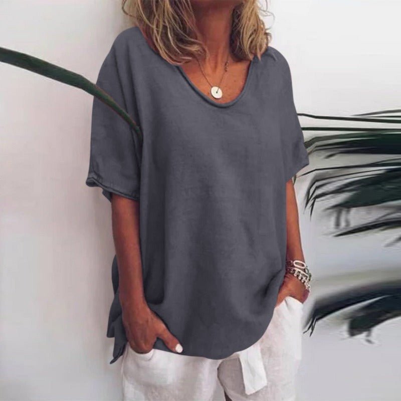 T-shirt oversize da donna con scollo a V