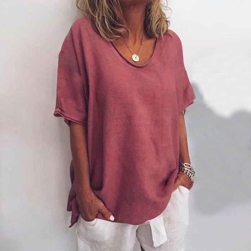 T-shirt oversize da donna con scollo a V
