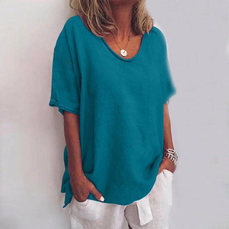T-shirt oversize da donna con scollo a V