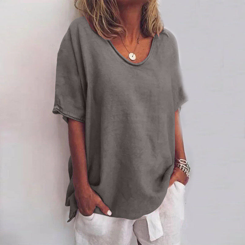 T-shirt oversized da donna con scollo a V
