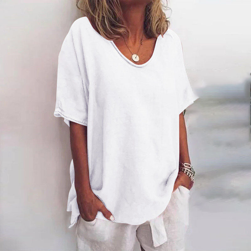 T-shirt oversized da donna con scollo a V