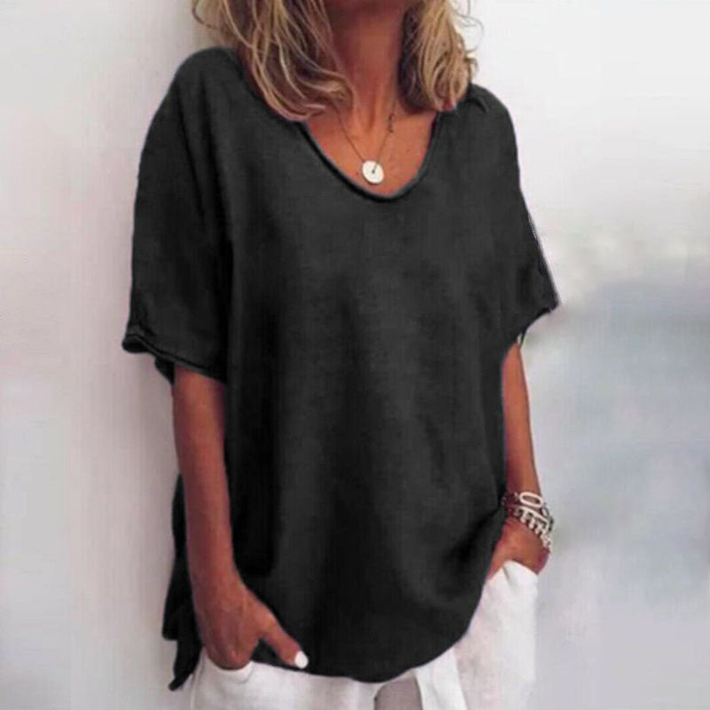 T-shirt oversized da donna con scollo a V