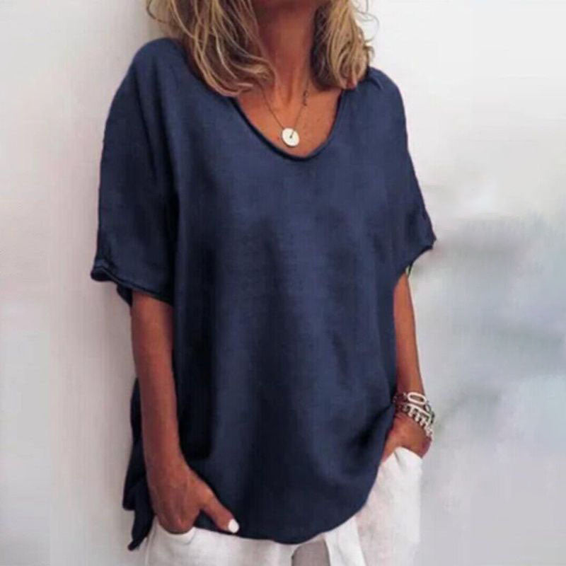 T-shirt oversized da donna con scollo a V