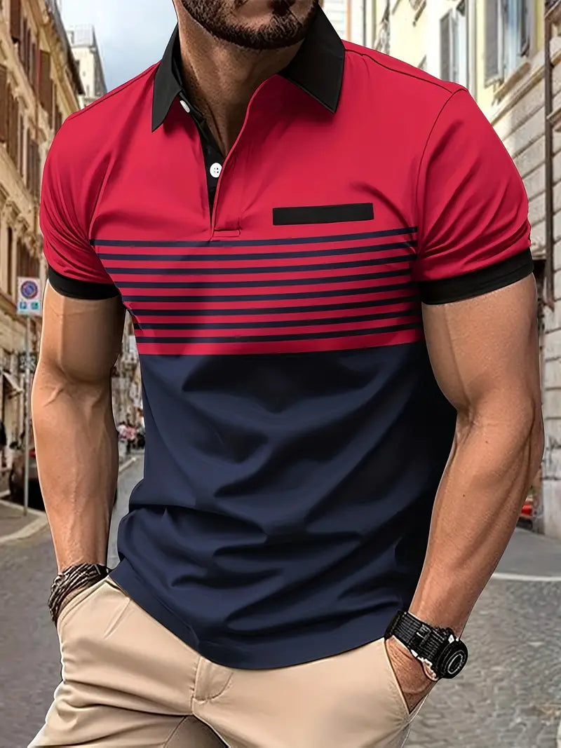T-shirt Polo Traspirante a Righe