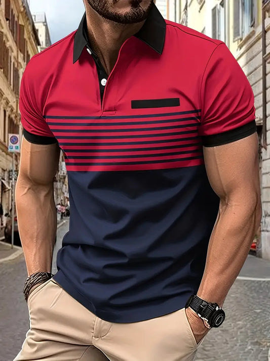 T-shirt Polo Traspirante a Righe